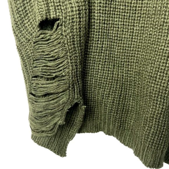 Distressed Dark Green Sweater Dress Size 1X - Picture 3 of 3